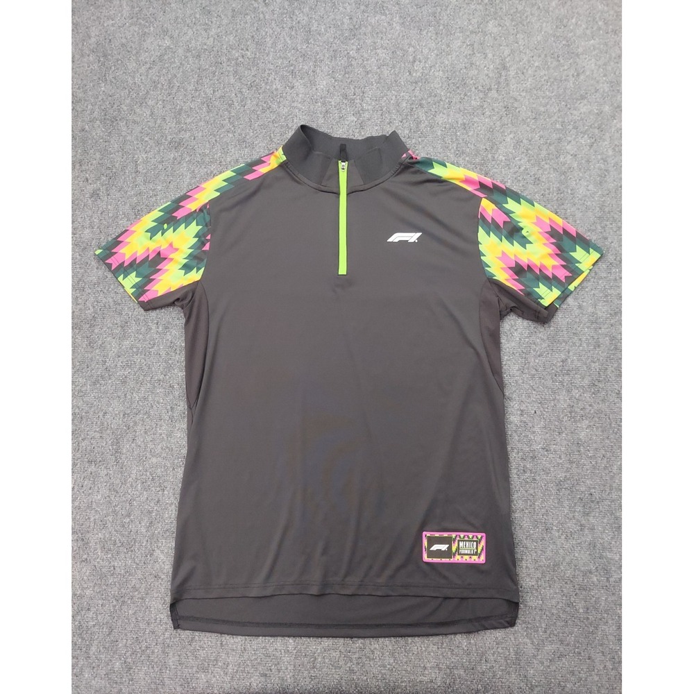FORMULA 1 F1 Performance Shirt Mens Large Gray Aztec Colorful 1/4 Zip Racing